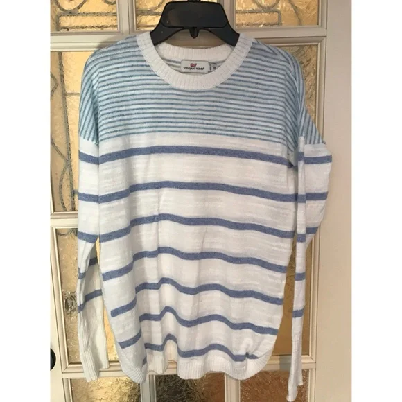 Vineyard Vines Blue and White Crew Neck Sweater - Picture 1 of 2